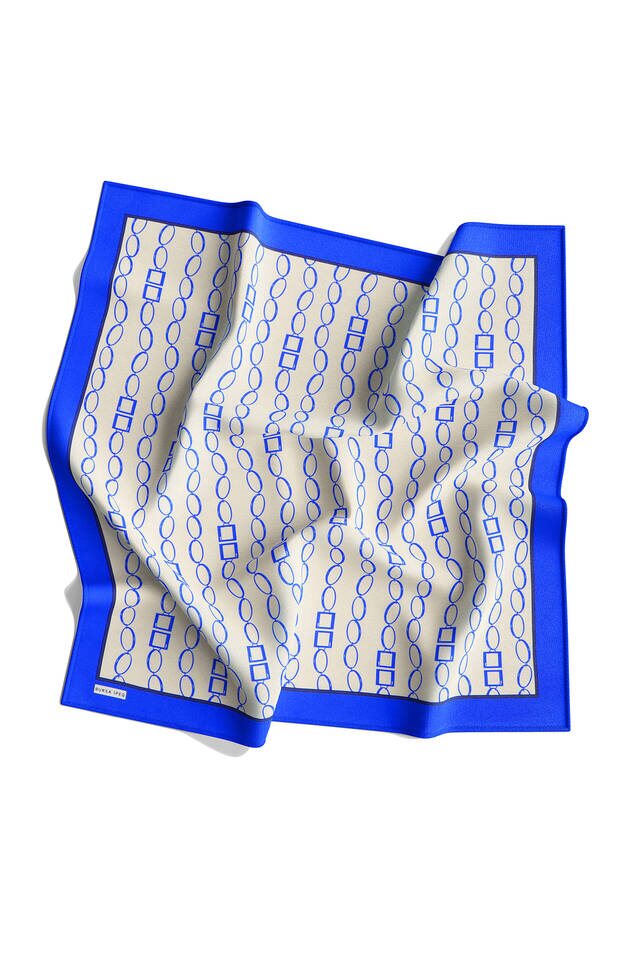 Saks Chain Pattern Twill Silk Square Scarf - 4