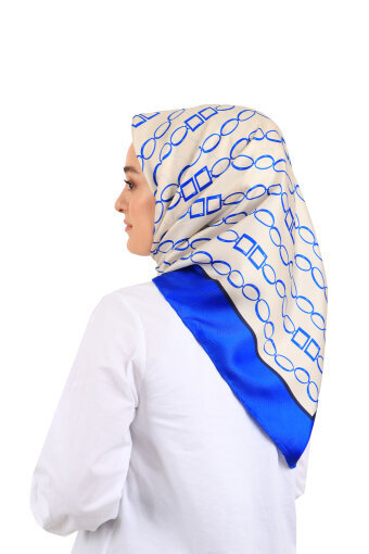 Saks Chain Pattern Twill Silk Square Scarf 