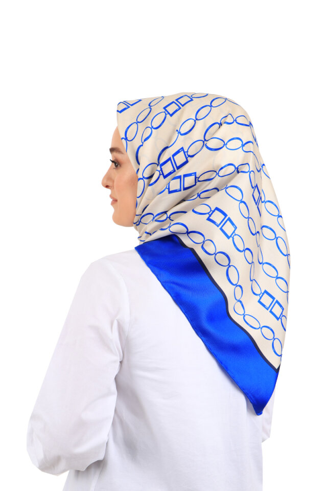 Saks Chain Pattern Twill Silk Square Scarf - 1