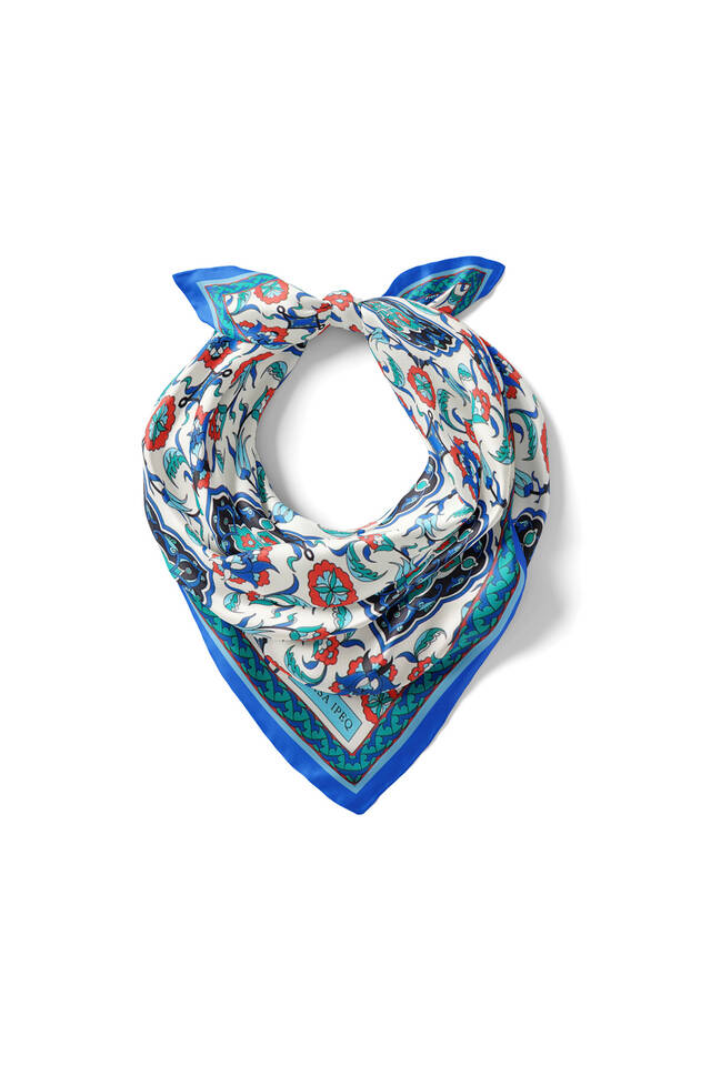 Saks Çini Desen İpeksi Mendil - 2