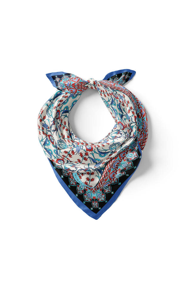 Saks Çini Lale Desen İpeksi Mendil - 2