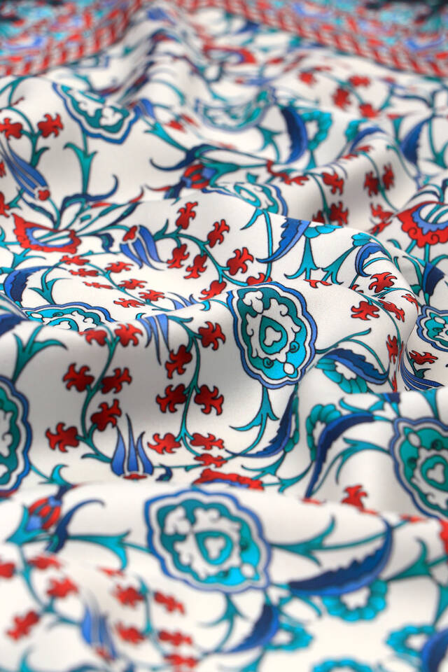 Saks Çini Lale Desen İpeksi Mendil - 3