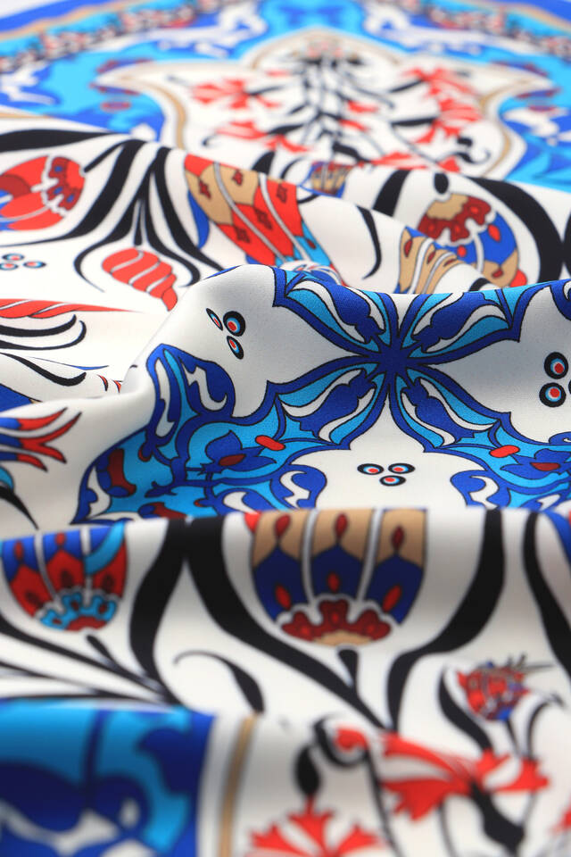 Saks Çintemani Carnation Pattern Silky Pocket Square - 3