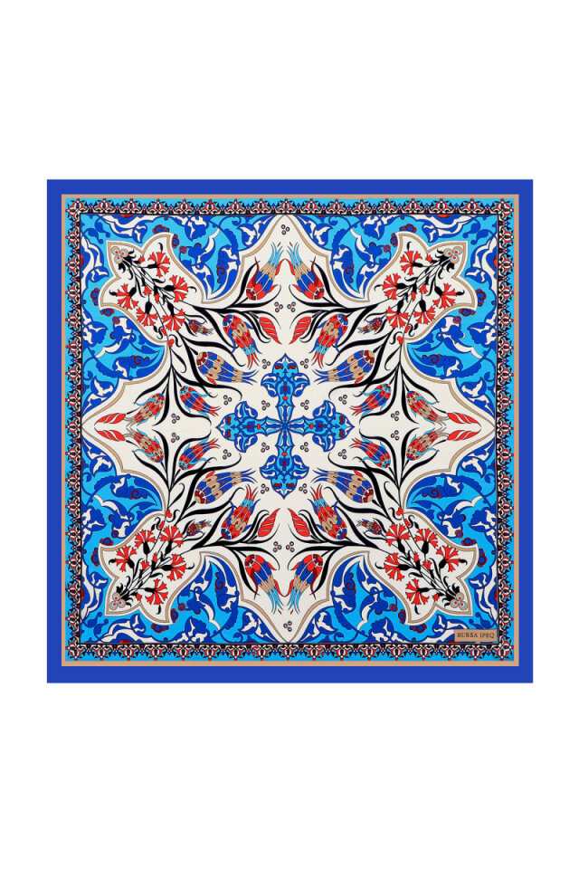 Saks Çintemani Carnation Pattern Silky Pocket Square - Bursa İpek