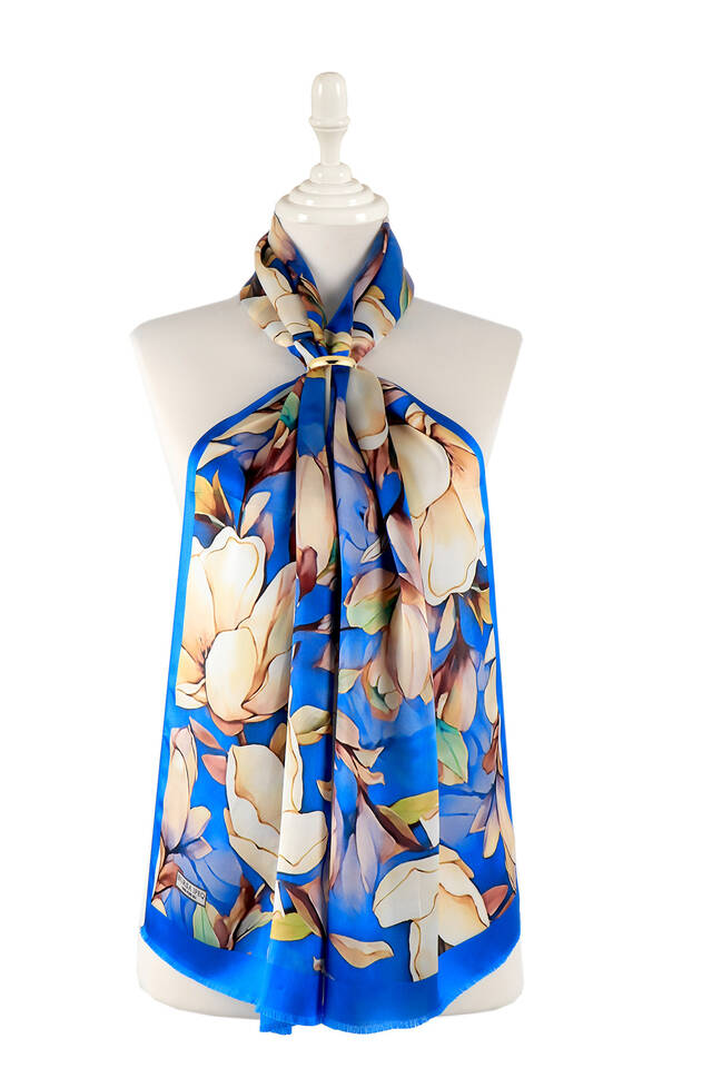 Saks Daffodil Pattern Silk Foulard - 2