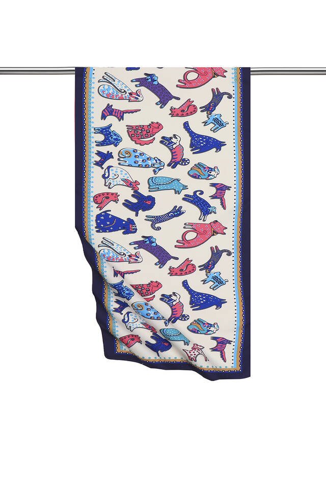 Saks Fuchsia Patterned Silky Foulard - 1