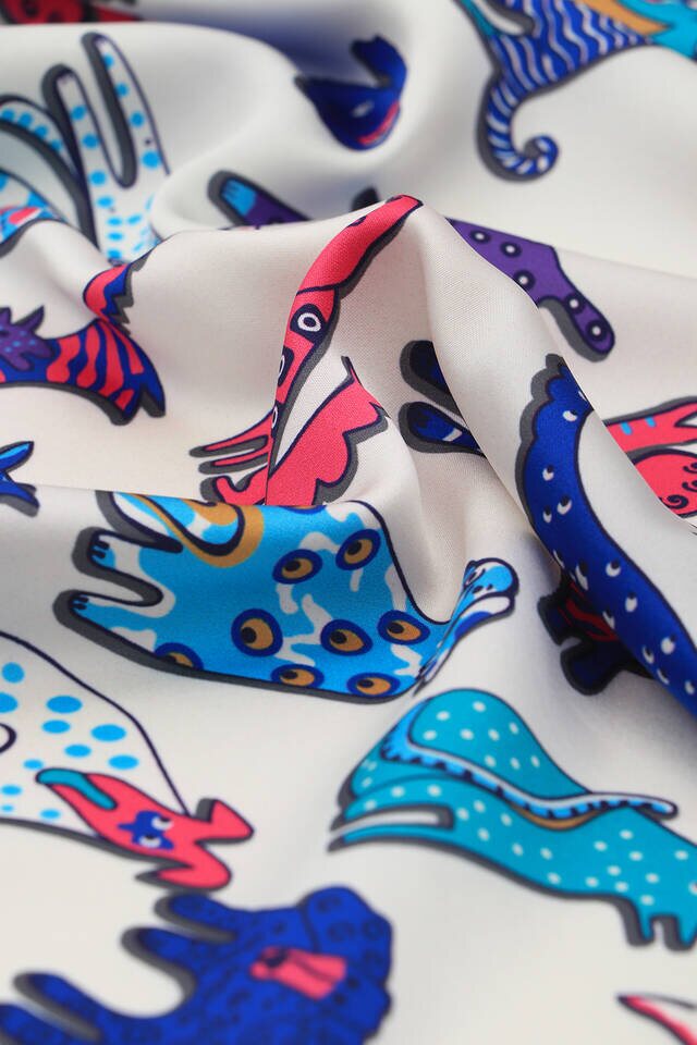 Saks Fuchsia Patterned Silky Foulard - 3