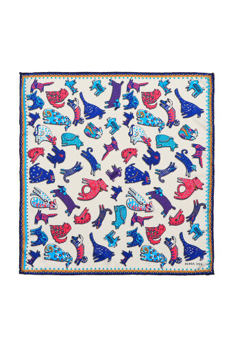 Saks Fuchsia Patterned Silky Pocket Square 