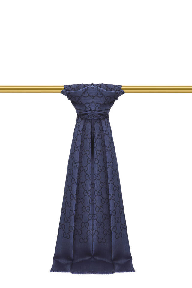 Saks G Pattern Wool Silk Scarf - 1