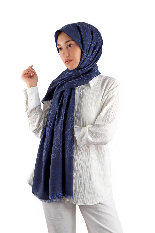 Saks G Pattern Wool Silk Scarf - 2