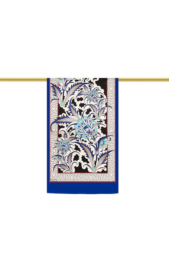Saks Golden Horn Pattern Silk Foulard - 2
