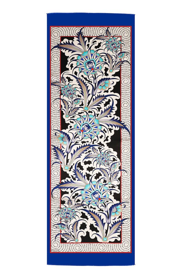 Saks Golden Horn Pattern Silk Foulard - 4