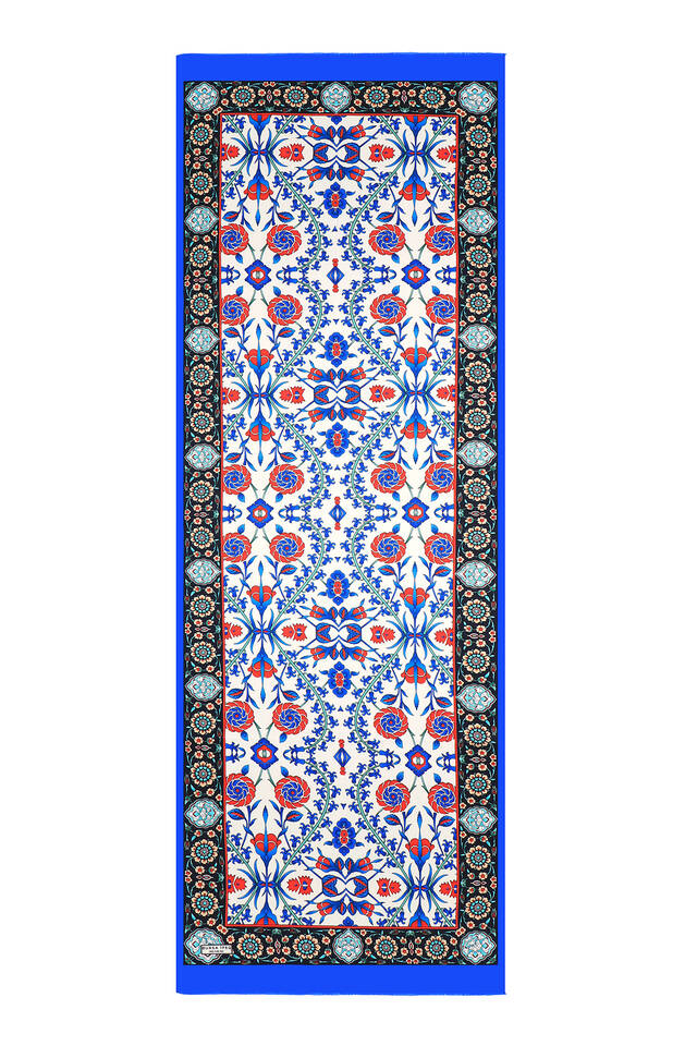 ساكس الأزرق الداكن نمط السلاجقة الحرير فولارد - 4