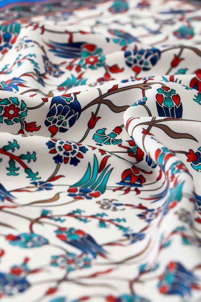 Saks Lale Desen İpeksi Mendil - 3