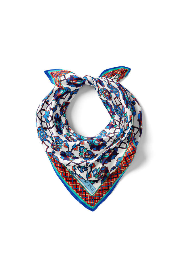 Saks Motif Desen İpeksi Mendil - 2