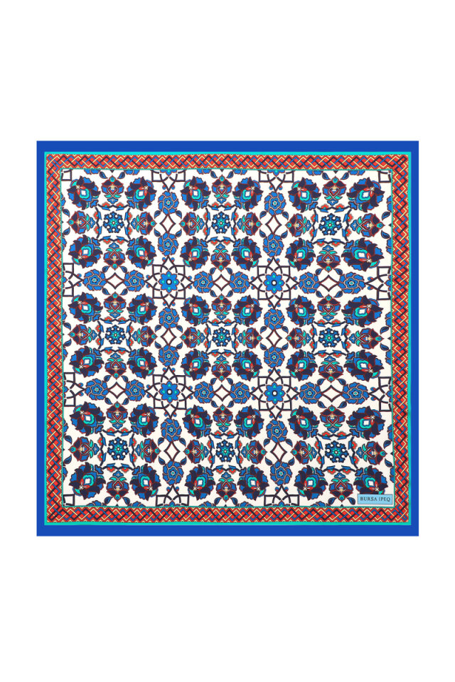 Saks Motif Pattern Silky Pocket Square - Bursa İpek