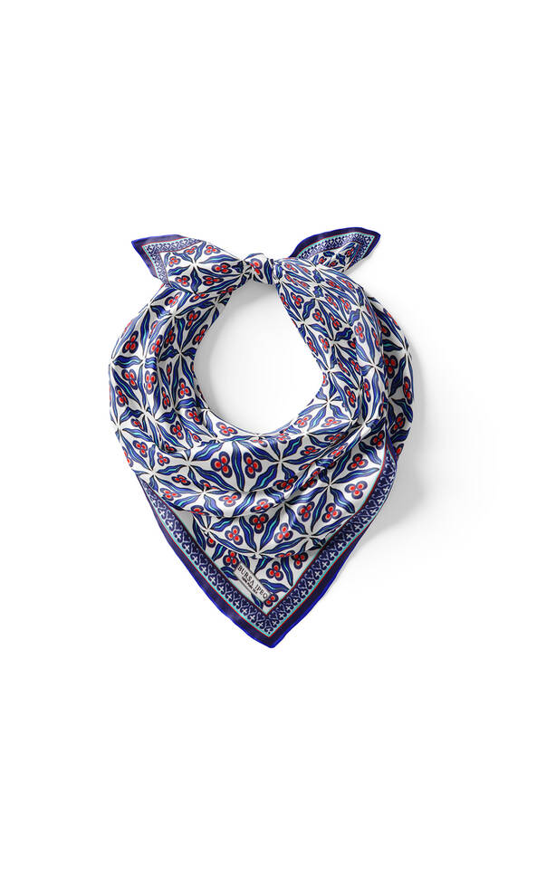 Saks Navy Blue Çintemani Pattern Silk Pocket Square - 2