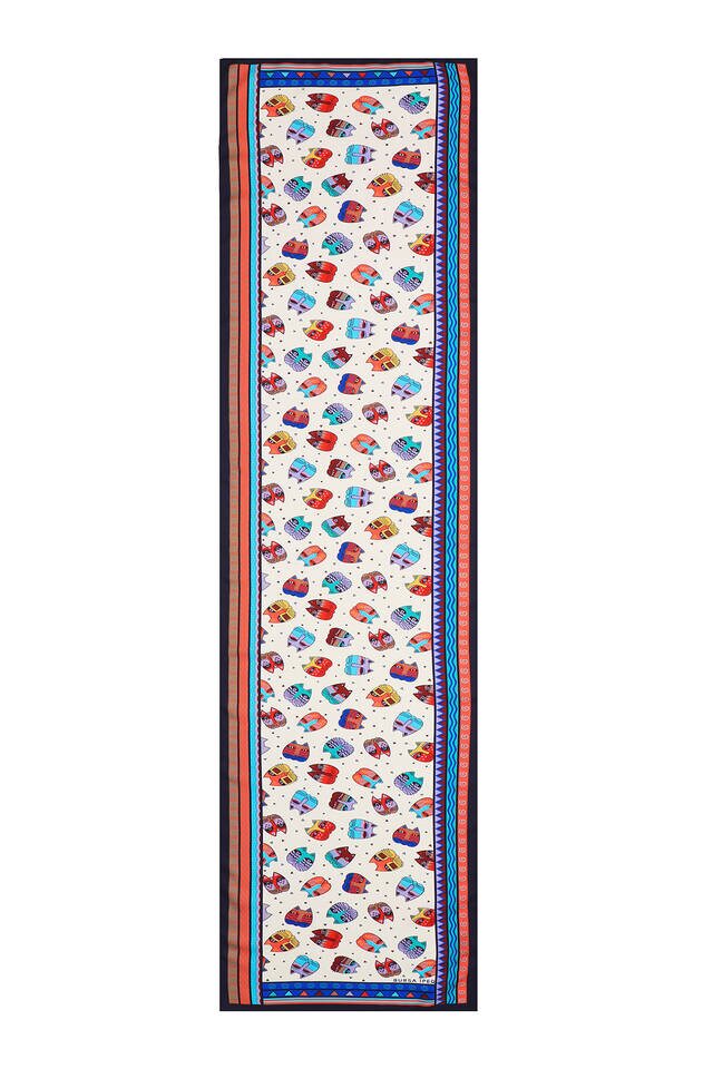 Saks Red Patterned Silky Foulard - 4