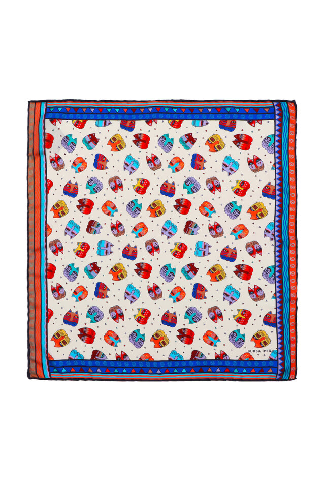 Saks Red Patterned Silky Pocket Square - 1