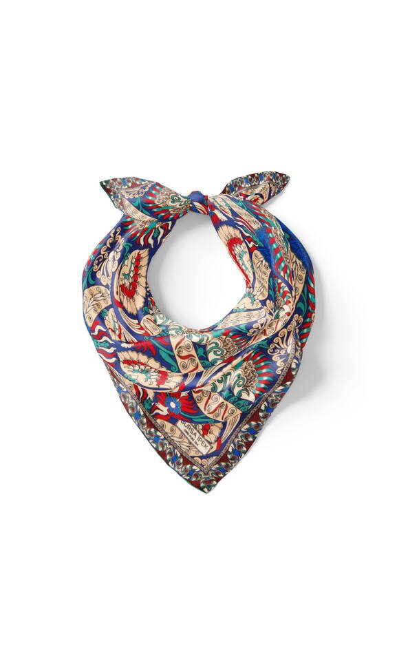 Saks Red Peacock Pattern Silk Pocket Square - 2