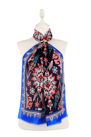 Saks Red Tile Tulip Voile Silk Foulard 