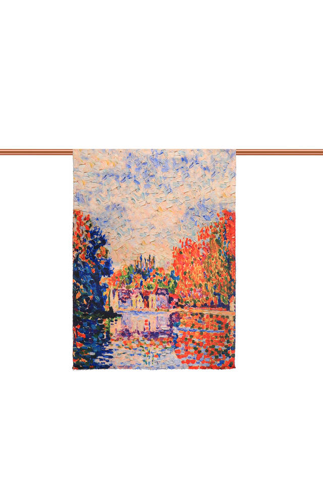 Saks Samois Nehri Desen Kışlık Şal - 3