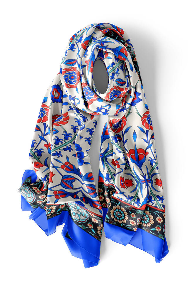Saks Selcuk Pattern Narrow Silk Foulard - 3
