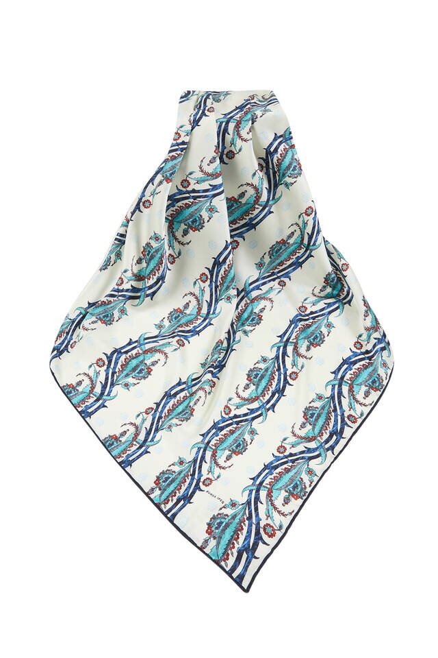 Saks Smoked Turkish Pattern Ivy Pattern Silky Square Scarf - 3