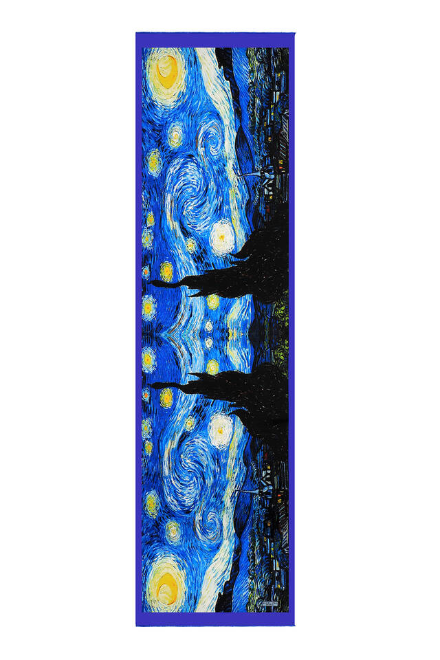 Saks Starry Night Silk Painting Foulard - 4