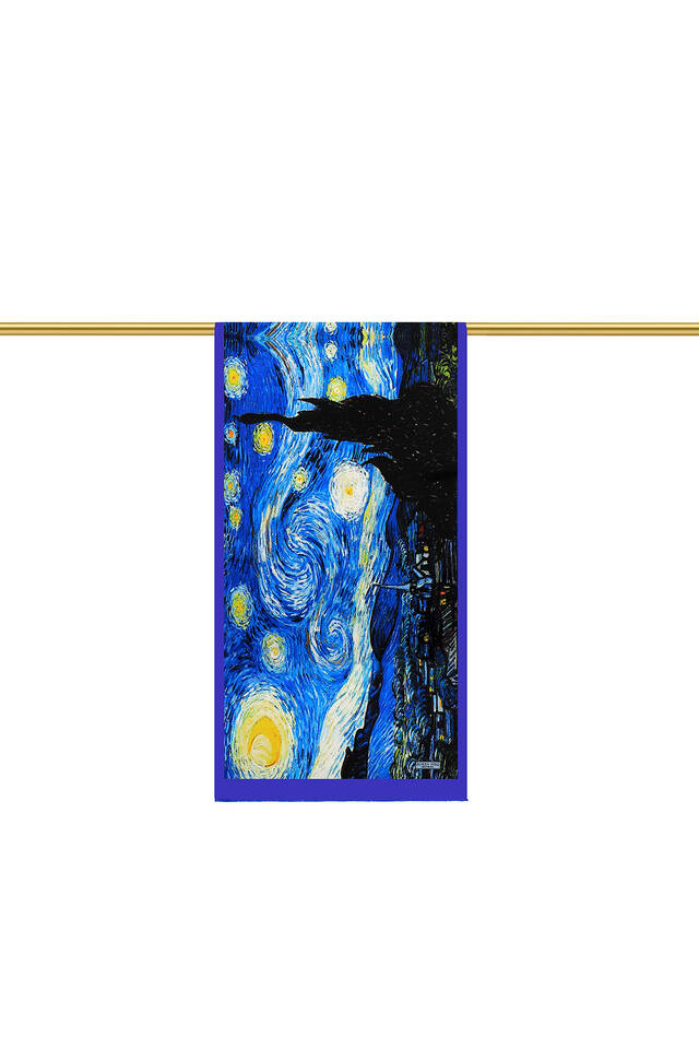 Saks Starry Night Silk Painting Foulard - 2