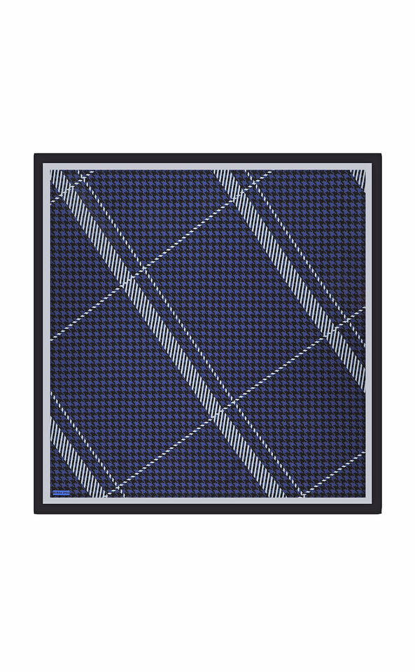 Saks Stripe Houndstooth Pattern Twill Silk Square Scarf - 2