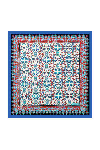 Saks Tile Tulip Pattern Silky Pocket Square 