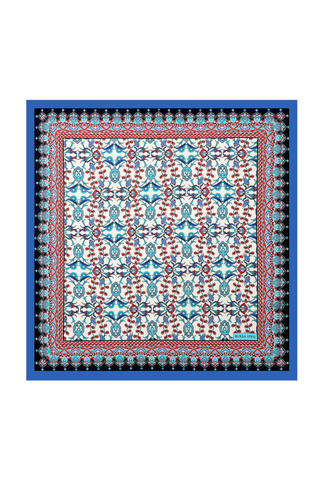 Saks Tile Tulip Pattern Silky Pocket Square 