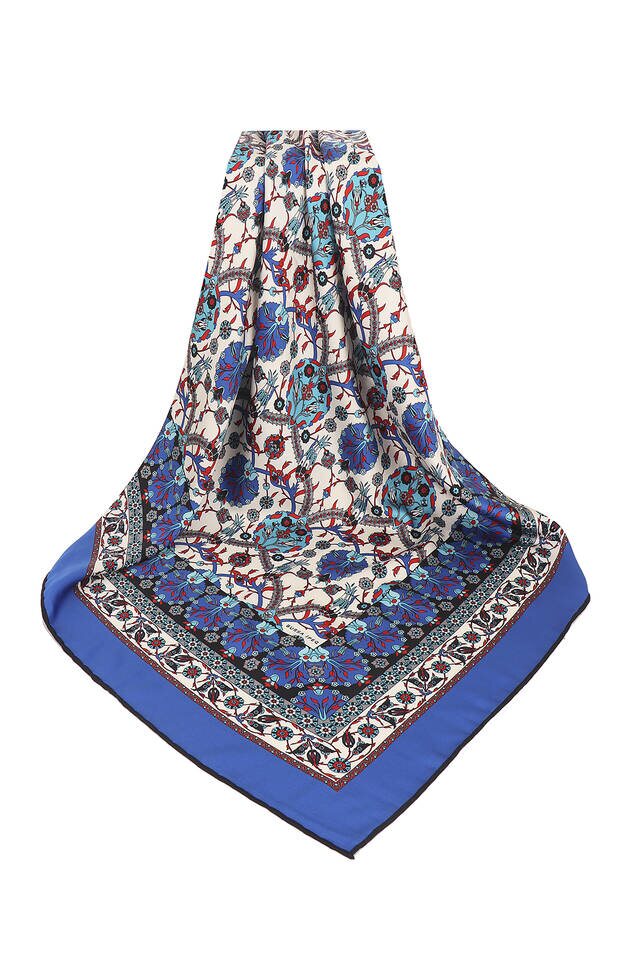 Saks Tile Tulip Pattern Silky Square Scarf - 3