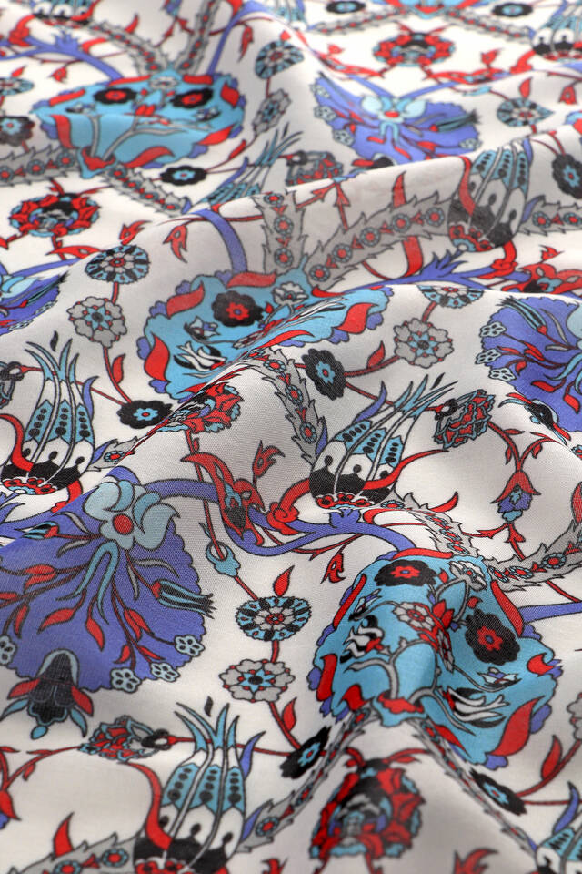 Saks Tile Tulip Pattern Soft Square Scarf - 3