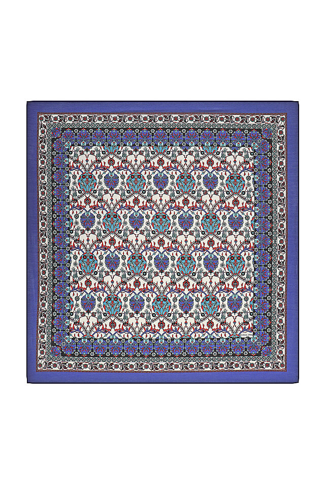 Saks Tile Tulip Pattern Soft Square Scarf 