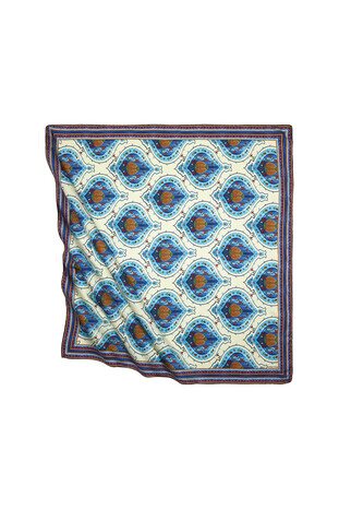 Saks Turkish Motif Pomegranate Pattern Silk Square Scarf 