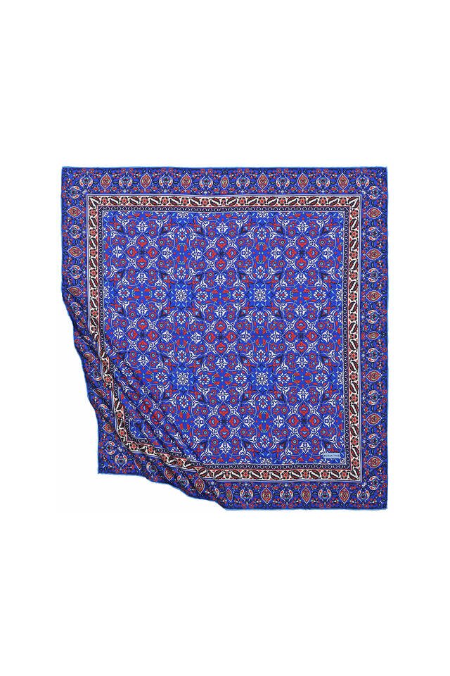 Saks Turkish Patterned Tile Pattern Silk Square Scarf - 1