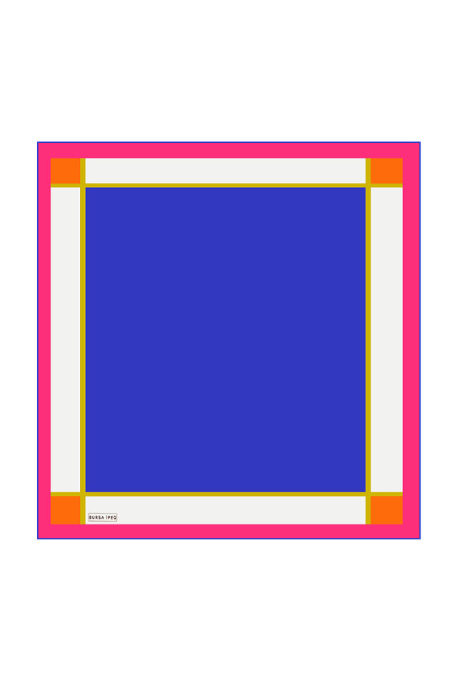 Saks Wide Bordered Plain Silk Pocket Square - Bursa İpek