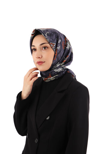 Ametist Şal Desen Twill İpek Eşarp 