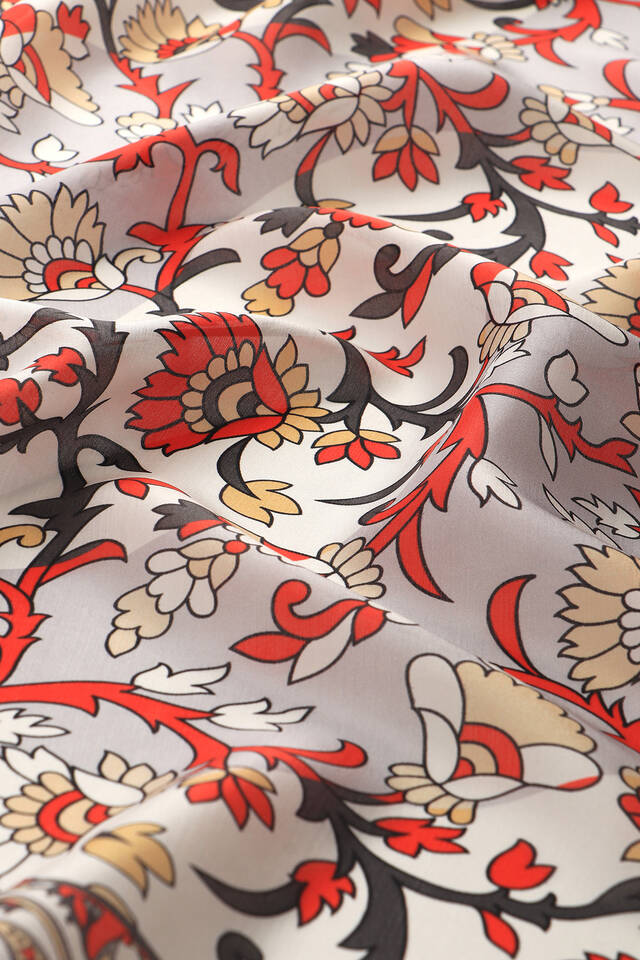 Gri Şal Desen Vual İpek Eşarp - 3