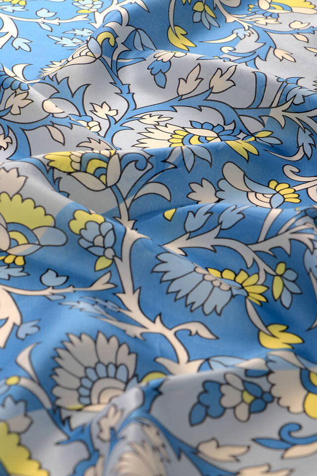 İndigo Şal Desen Vual İpek Eşarp - 3