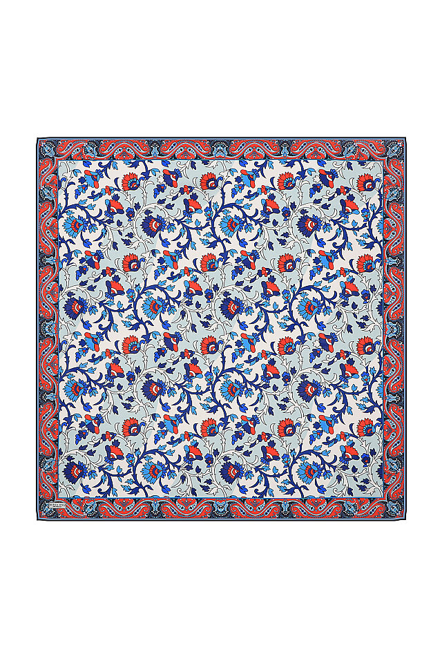 Kırmızı Şal Desen Vual İpek Eşarp - Bursa İpek