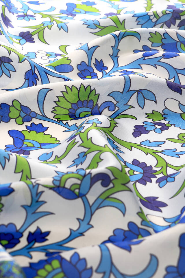 Saks Şal Desen Vual İpek Eşarp - 3