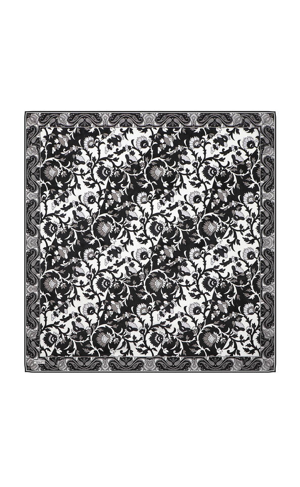 Siyah Şal Desen Vual İpek Eşarp - 2