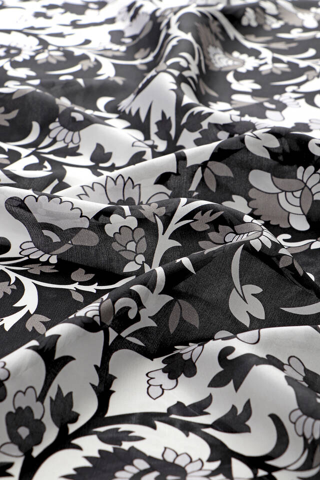 Siyah Şal Desen Vual İpek Eşarp - 3