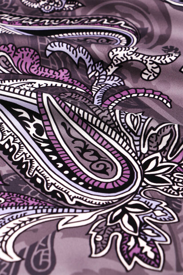 Purple Shawl Pattern Twill Silk Scarf - 3