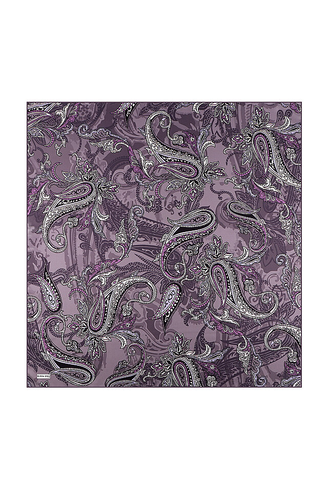 Purple Shawl Pattern Twill Silk Scarf 
