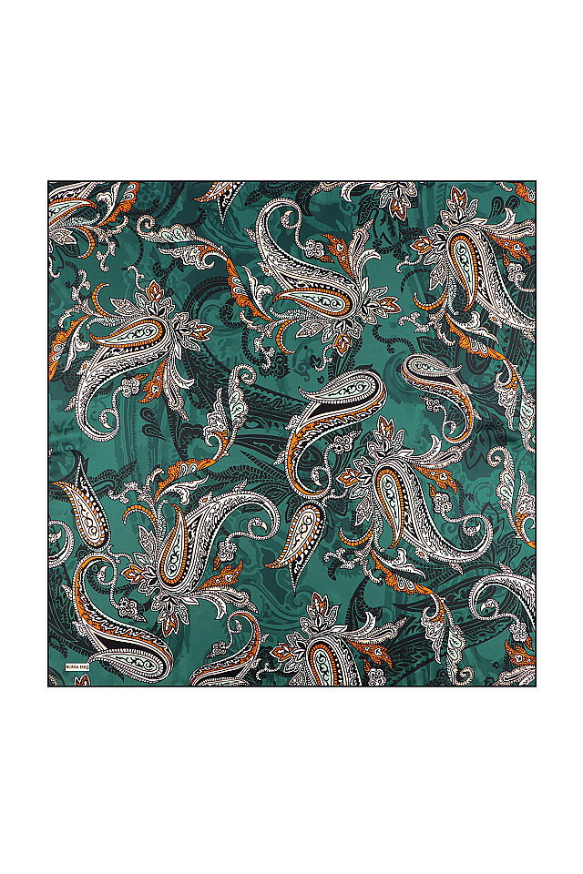 Emerald Shawl Pattern Twill Silk Scarf 