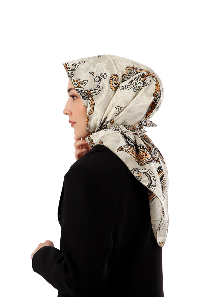 Stone Shawl Pattern Twill Silk Scarf - 2